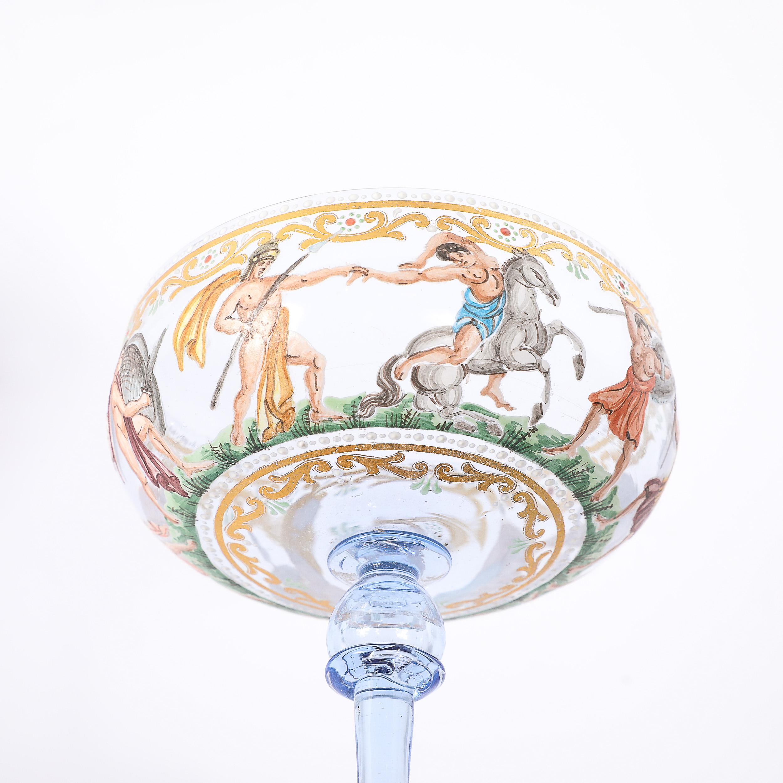 Satz von 12 mundgeblasenen und bemalten Champagner-Untertassen aus Murano-Kunstglas von Salviati im Angebot 10