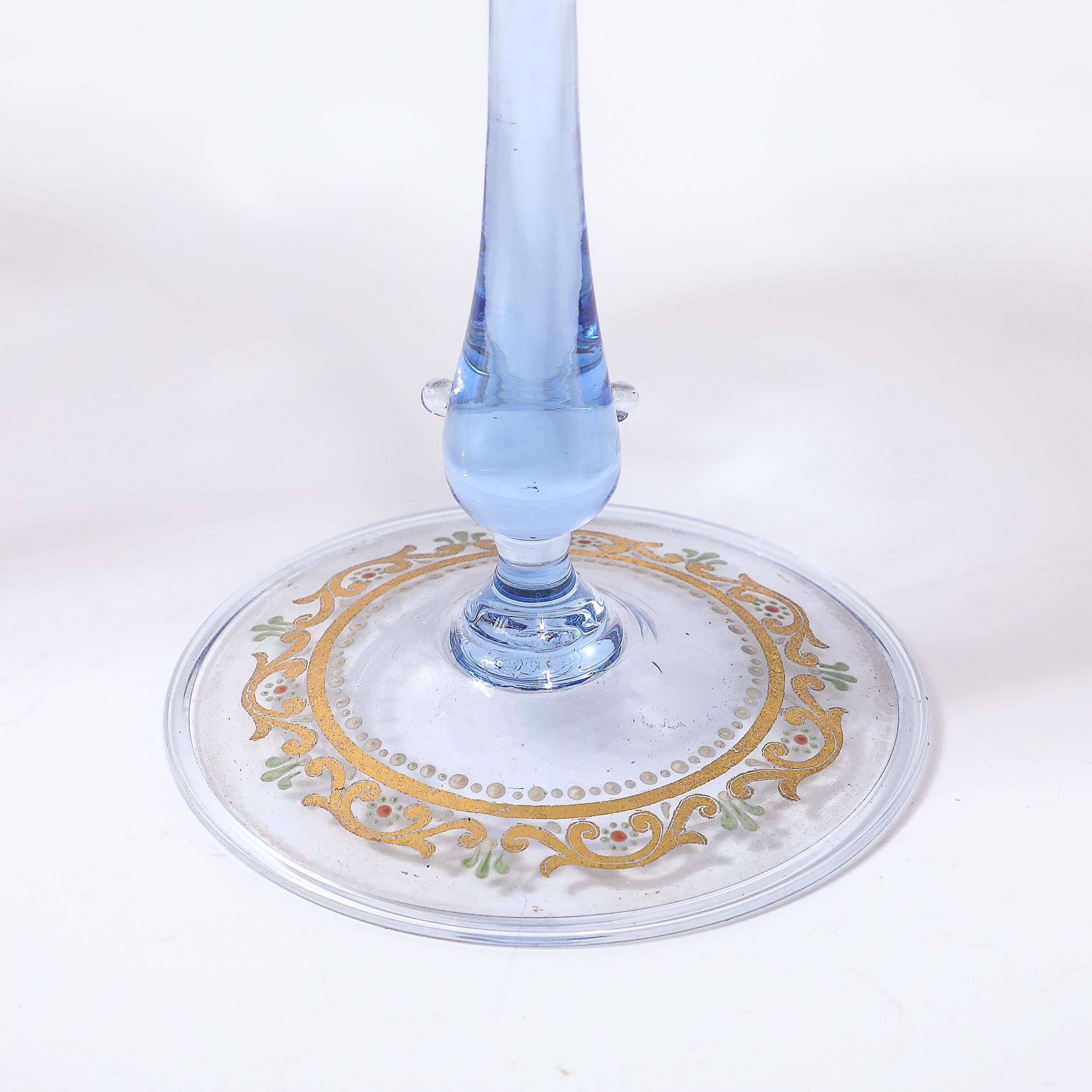 Satz von 12 mundgeblasenen und bemalten Champagner-Untertassen aus Murano-Kunstglas von Salviati im Angebot 11