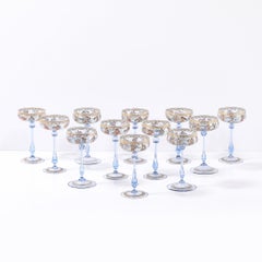Juego de 12 platillos para champán de cristal de Murano soplado y pintado a mano, de Salviati