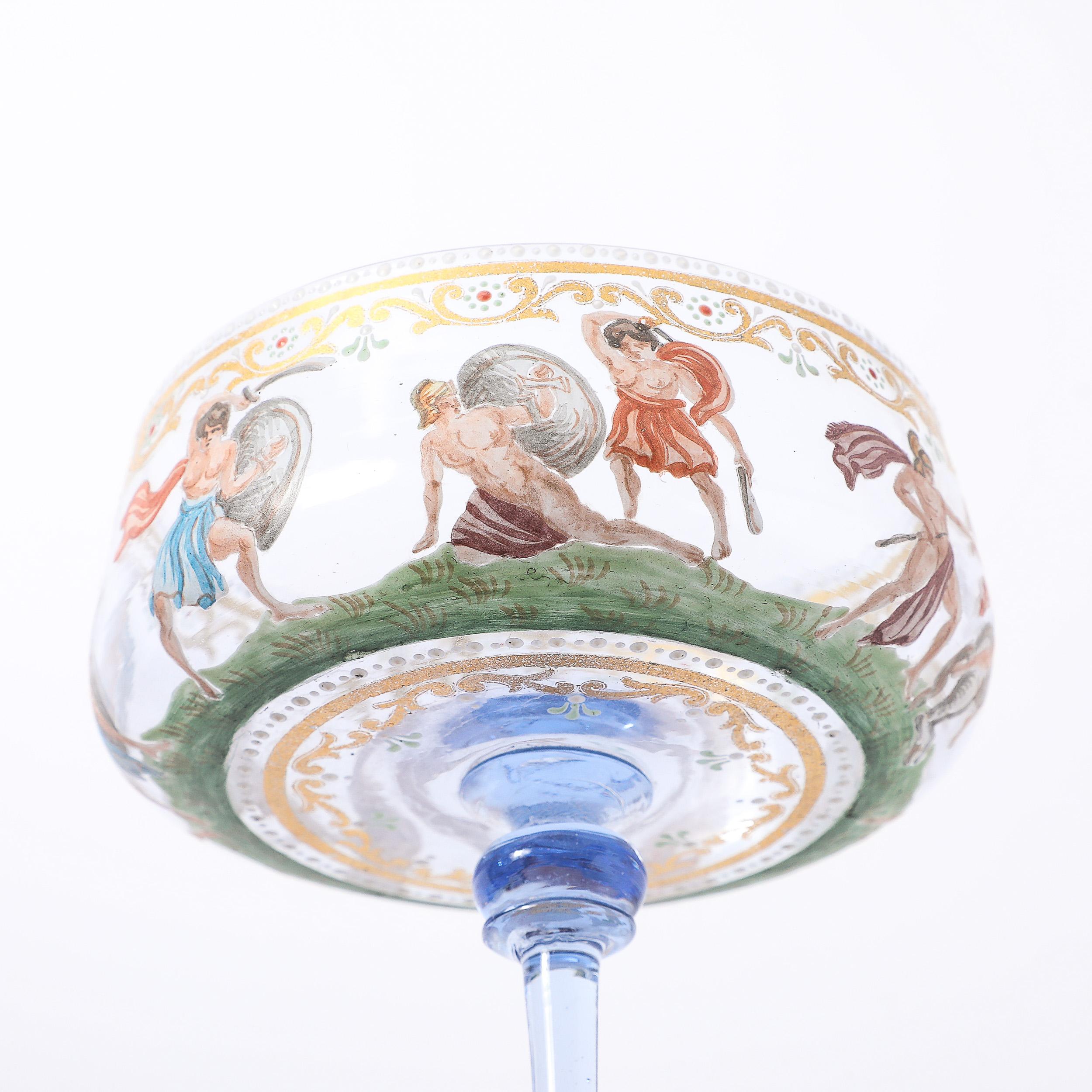 Satz von 12 mundgeblasenen und bemalten Champagner-Untertassen aus Murano-Kunstglas von Salviati im Angebot 2