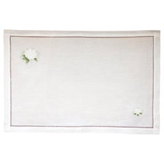 Set of 12 Hand Embroidered Table Linen Placemats with Mimosa Flowers