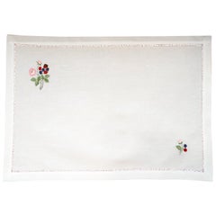 Set of 12 Hand Embroidered Table Linen Placemats with Multi-Color Flowers