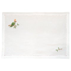 Set of 12 Hand Embroidered Table Linen Placemats with Parrots