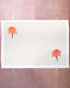 Set of 12 Hand Embroidered Table Linen Placemats with Rose of Angola