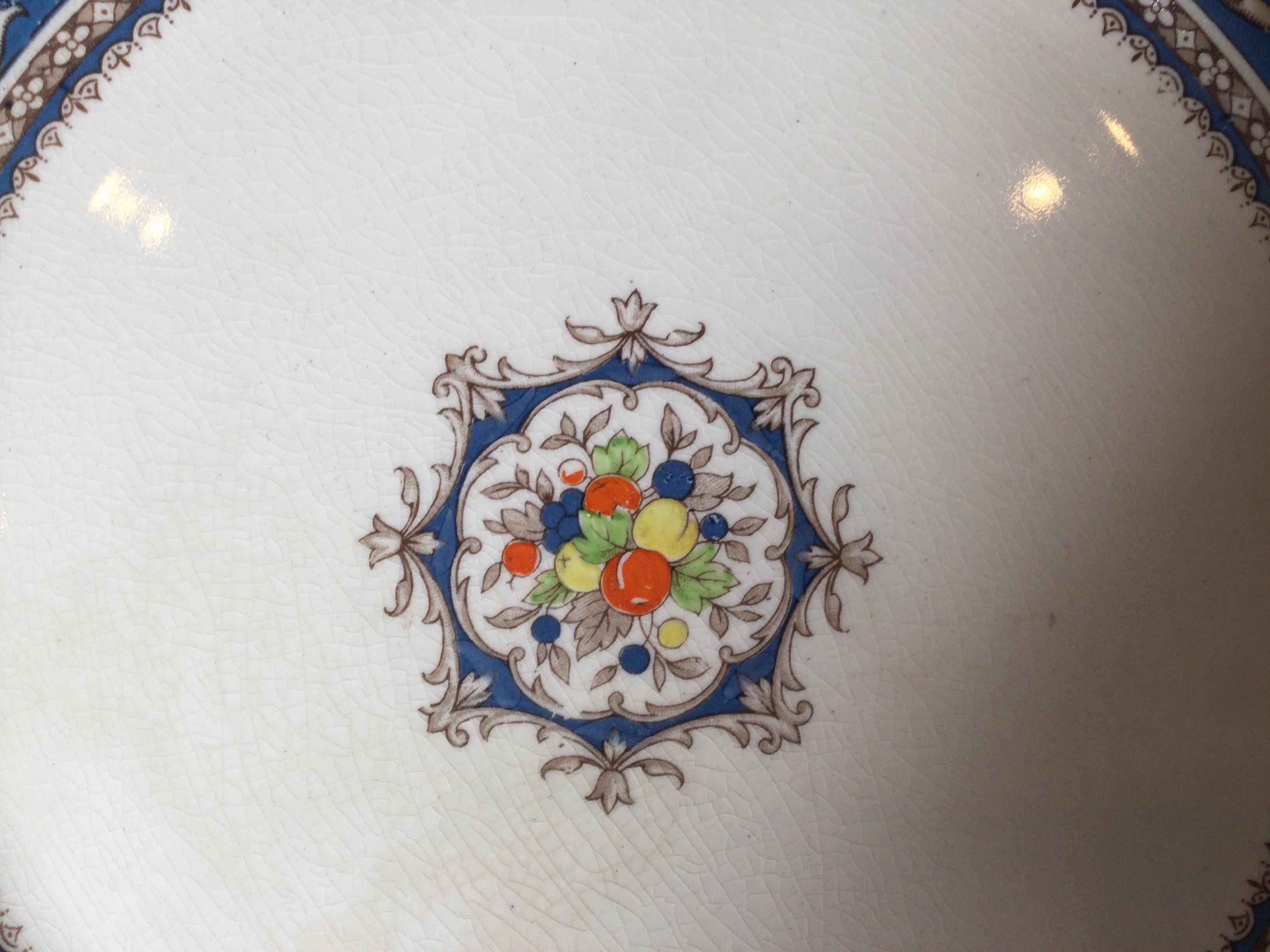 Mid-20th Century Set of 12 Hand Enameled English Dinner Service Plates