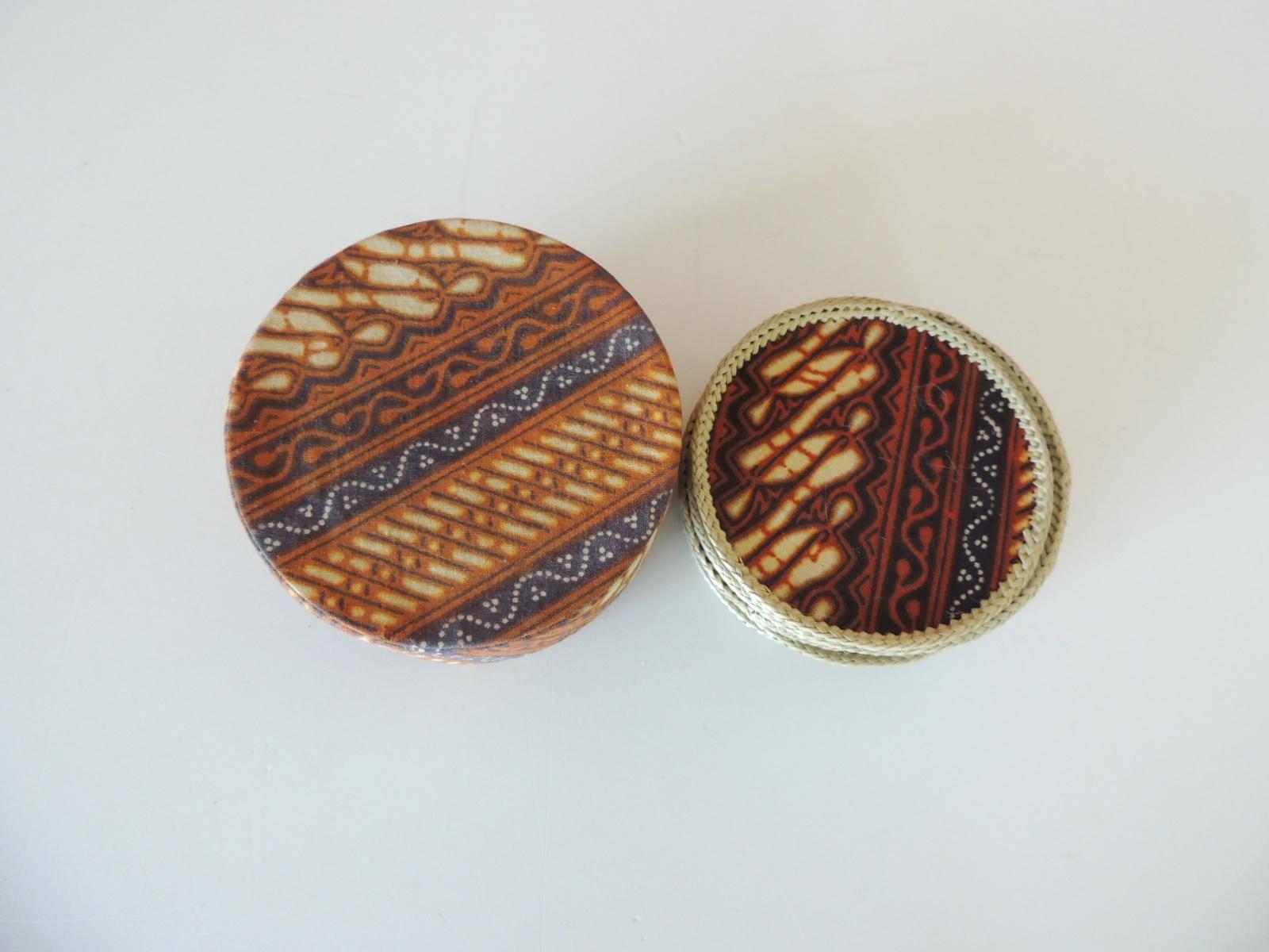 Indonesian Set of '12' Hand Woven Round Batik Fabric Coasters For Sale