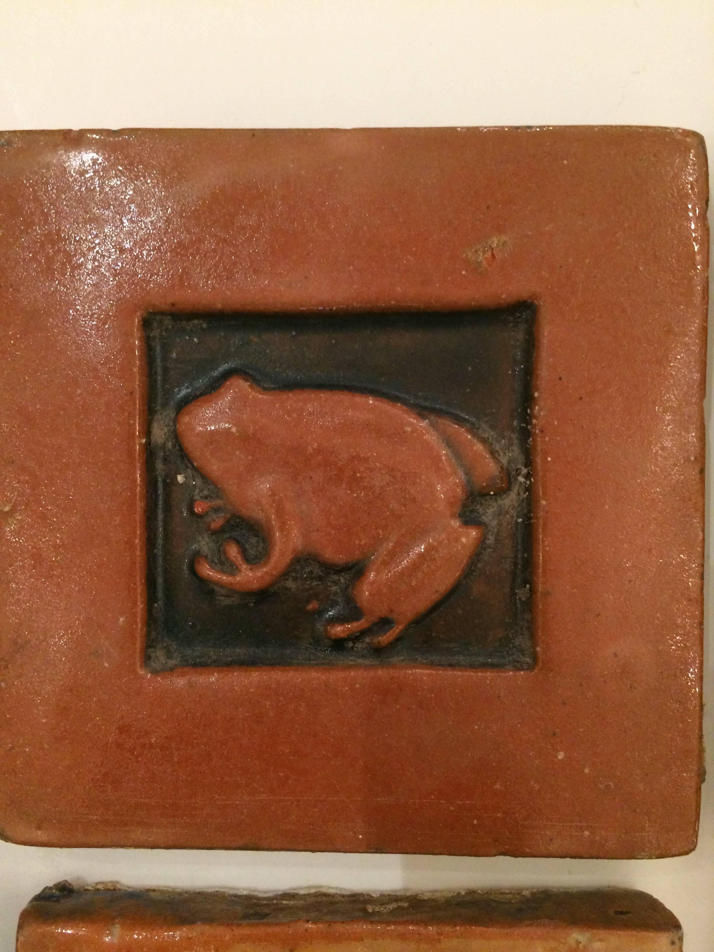 Terracotta Set of 12 Handmade Moravian Tiles