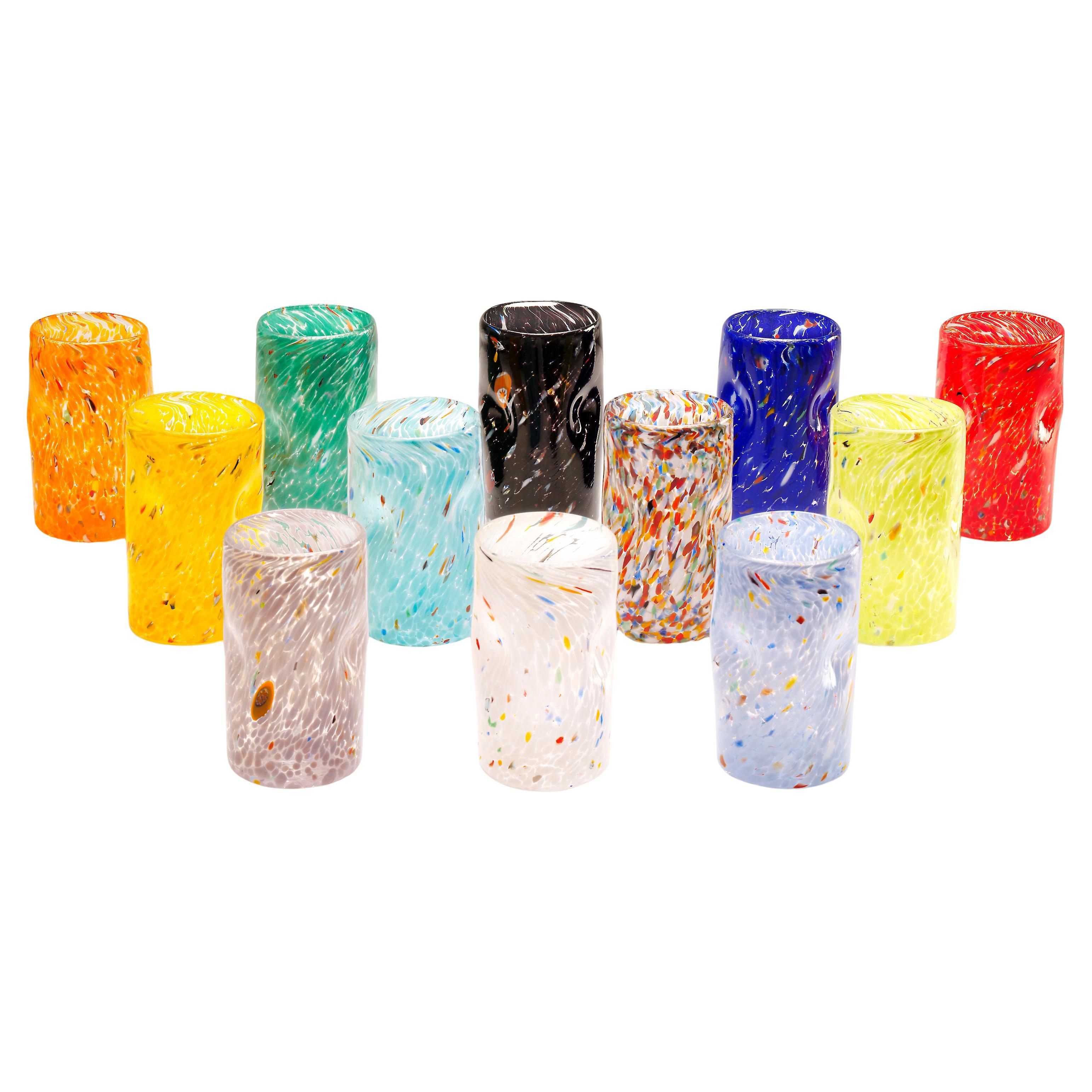 Juego de 12 vasos de Murano Goto, únicos y hechos a mano