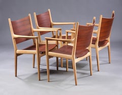 Set of 12 Hans Wegner JH 513 Armchairs Teak and Oak by Johannes Hansen