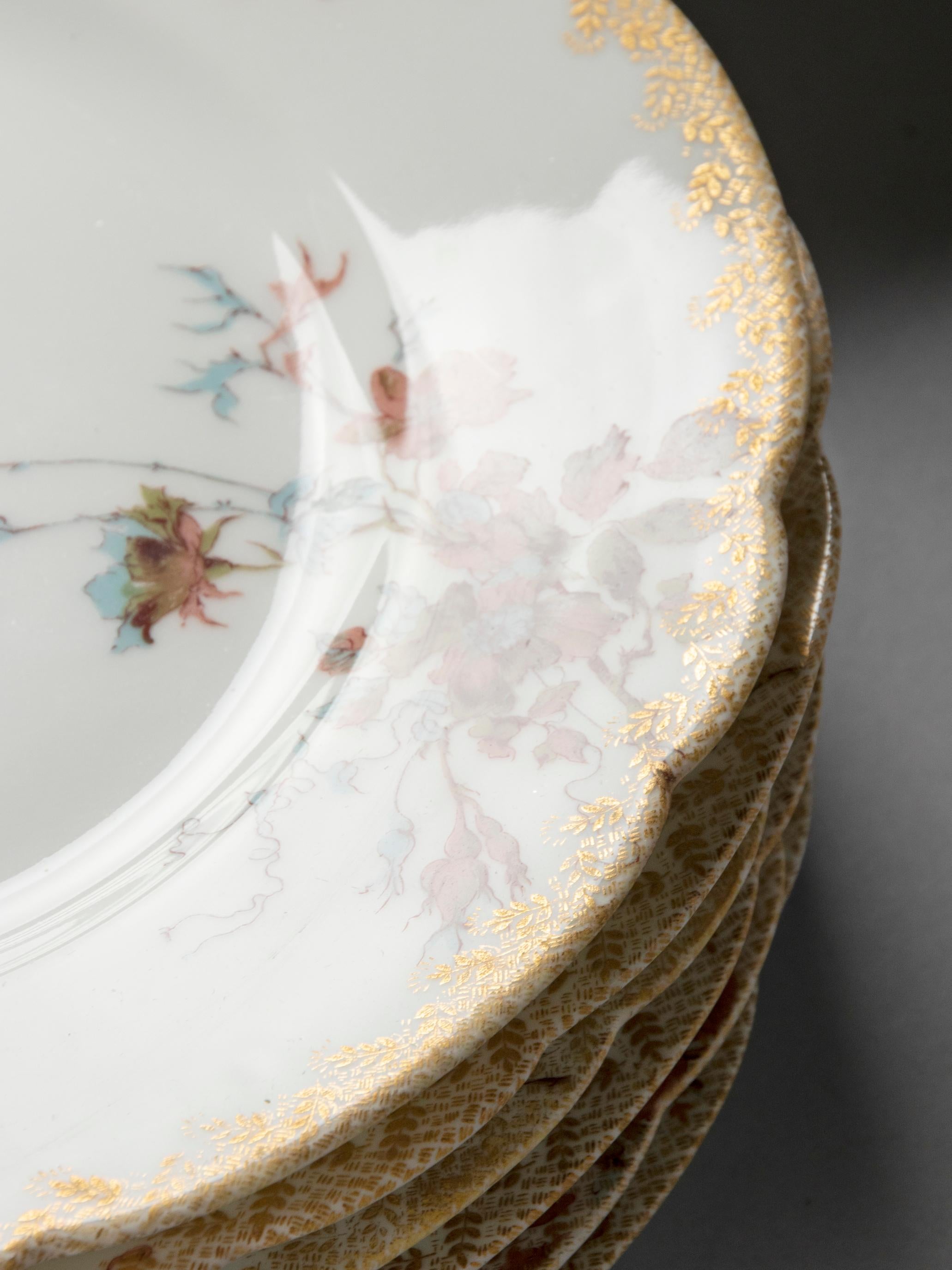 Set of 12 Haviland Limoges Porcelain Dinner Plates, Art Nouveau 6