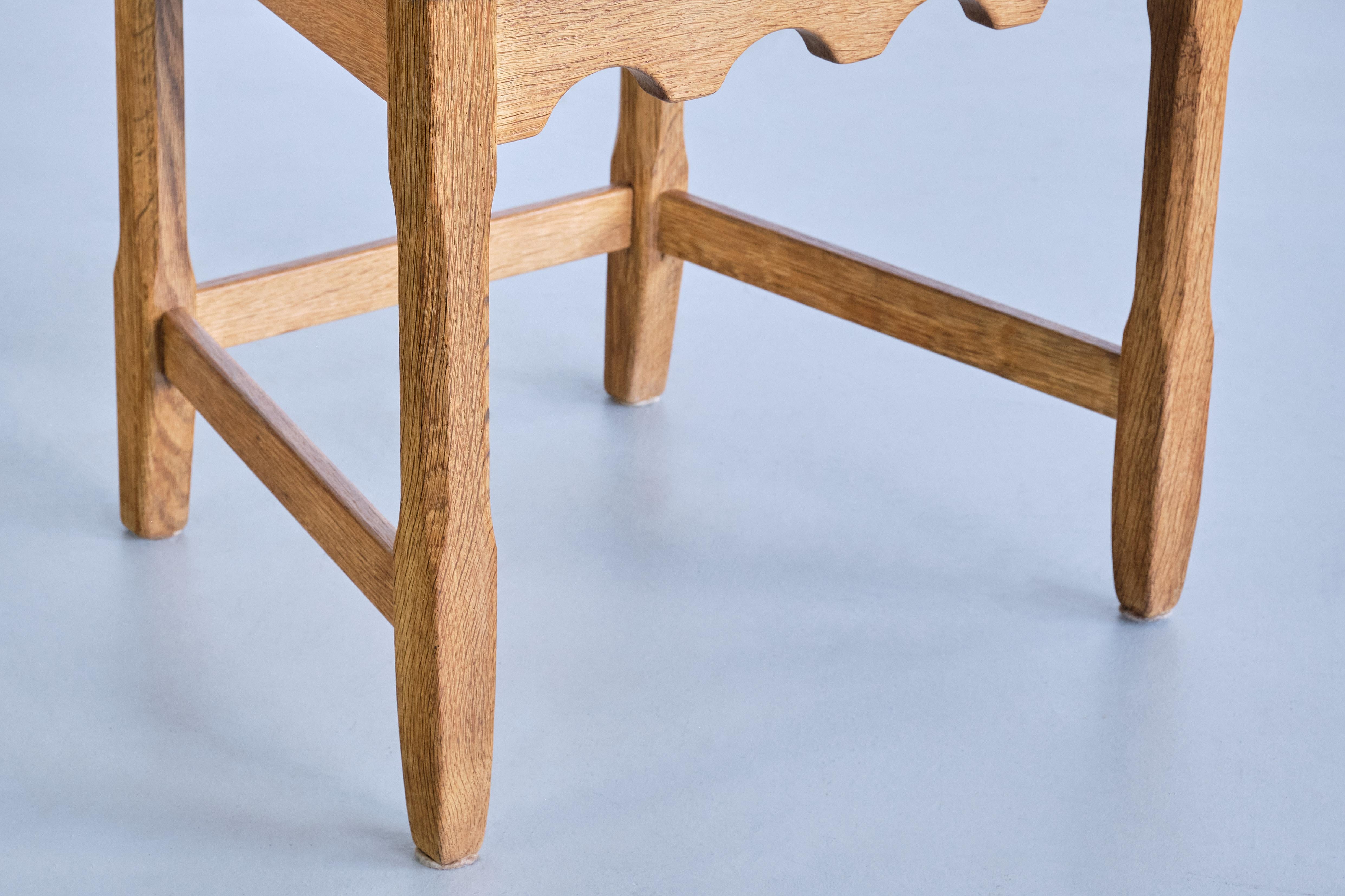 Set of 12 Henning Kjærnulf Dining Chairs, Oak and Ivory Bouclé, Denmark, 1960s 9