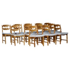 Set of 12 Henning Kjærnulf “Razorblade” Dining Chairs, Mid Century Modern, 1960s