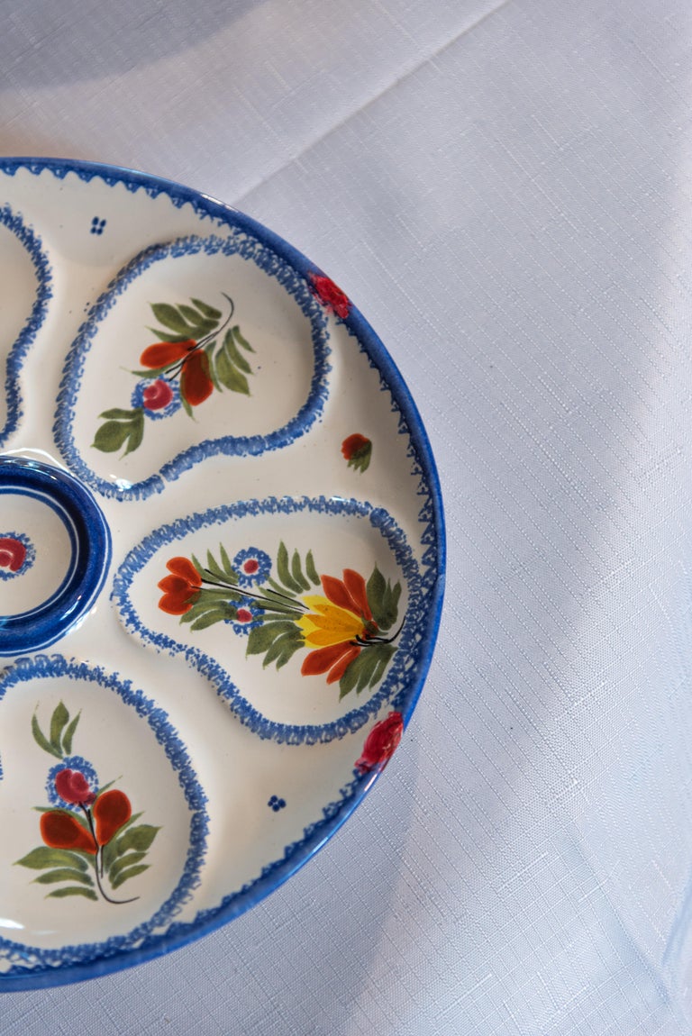 2 Assiettes à Huîtres Henriot Quimper N°1 - Thème Botanique, Céramique, Occasion