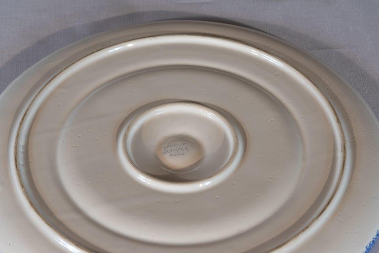2 Assiettes à Huîtres Henriot Quimper – Thème Botanique – Signées N°2