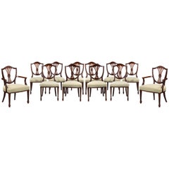 Set of 12 Hepplewhite Style Mahogany Dining Chairs