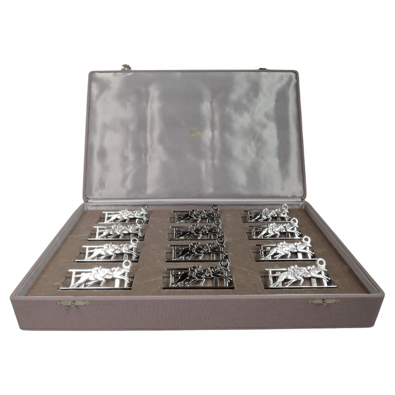 Set of 12 Hermès Fabulous French Horse Race Place Card Holders For Sale