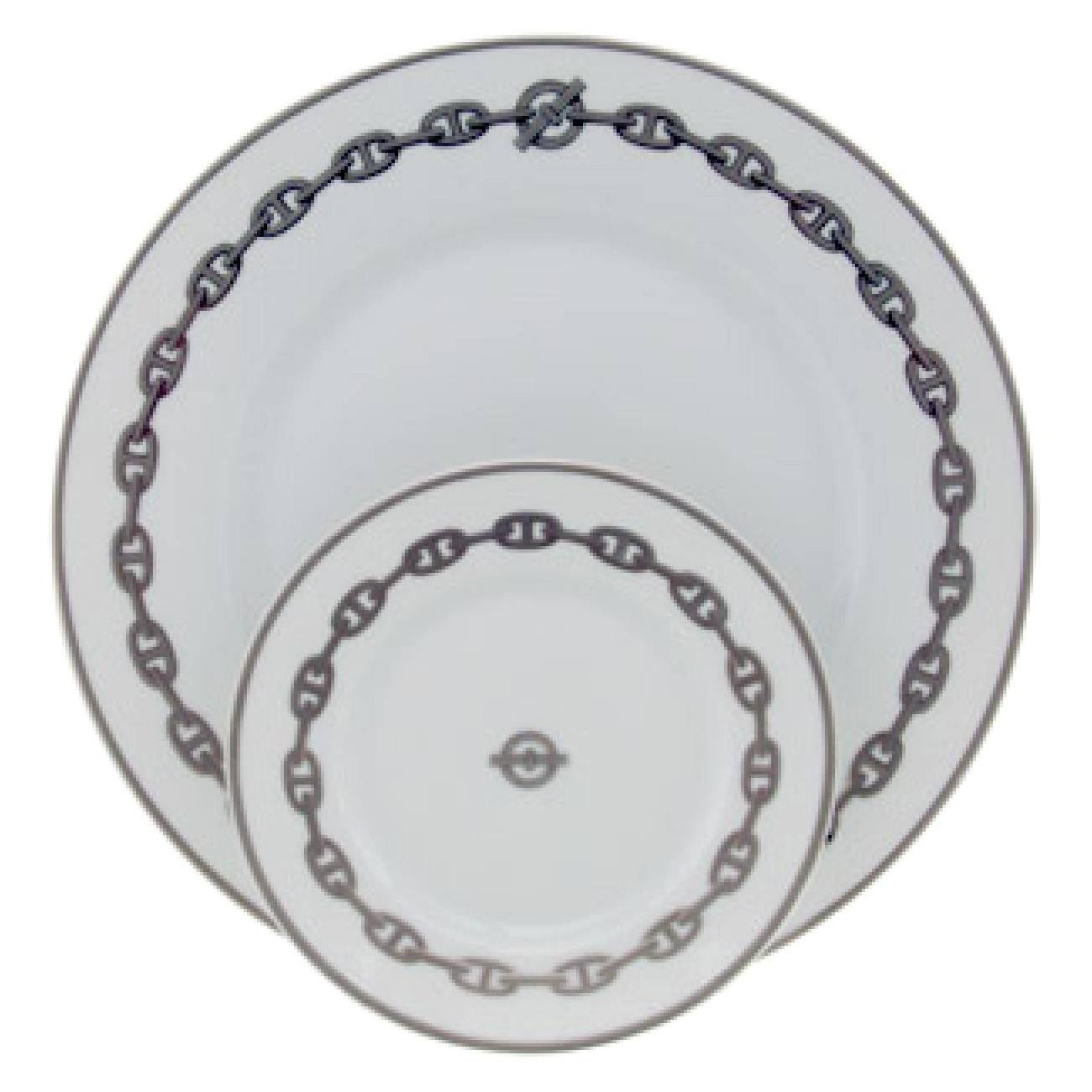 Set of 12 Hermès Place Settings in Chaine D'Ancre in Gray