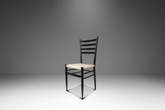 Set of 12 High-Back Dining in White Bouclé After Gio Ponti, Italy, c. 1960's