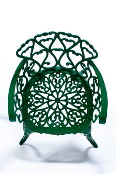 Set of 12 Hollywood Regency Neo Baroque Patio Dining Chairs in Jade Green 1960s