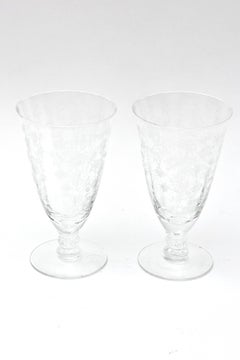 Set of 12 Iced Tea Glasses, Vintage Etched Design