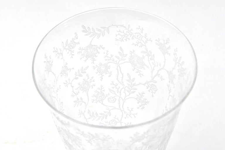 Set of 12 Iced Tea Glasses, Vintage Etched Design at 1stDibs