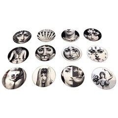 Set of Twelfe Iconic "Julia" Plates by Fornasetti