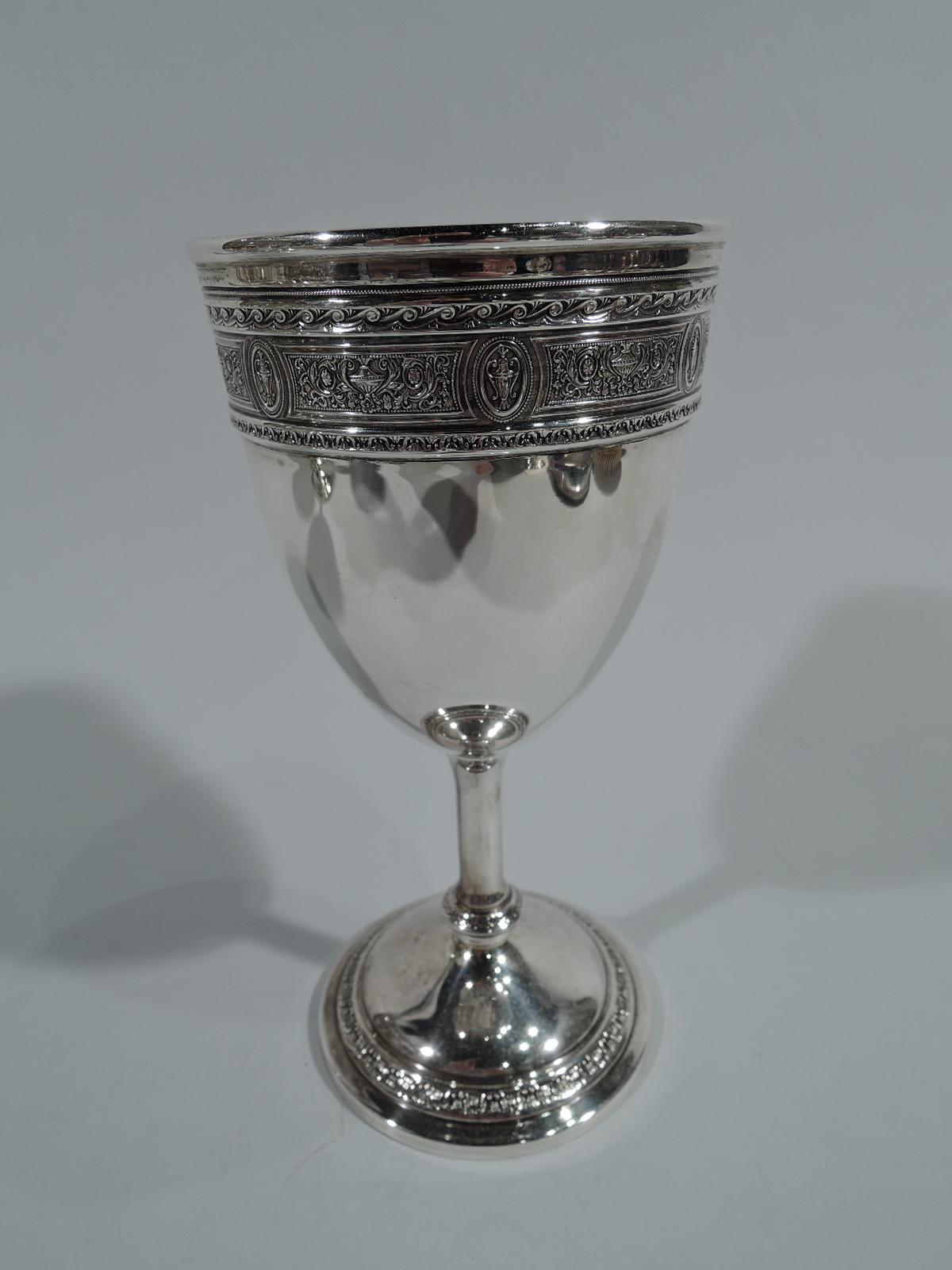 Neoclassical Revival Set of 12 International Sterling Silver Goblets in Wedgwood Pattern