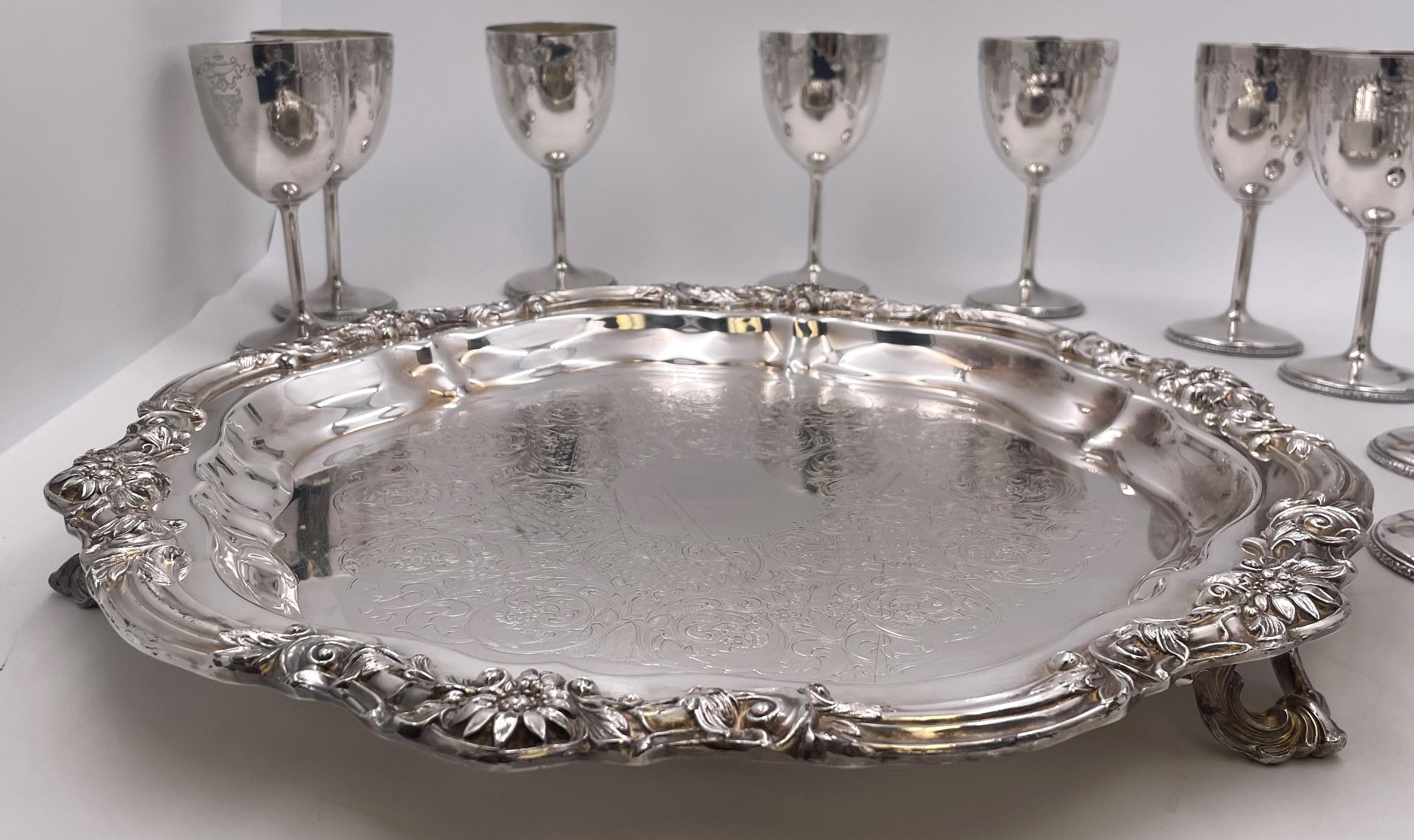Set of 12 International Sterling Silver Goblets on Matching Tray en vente 5