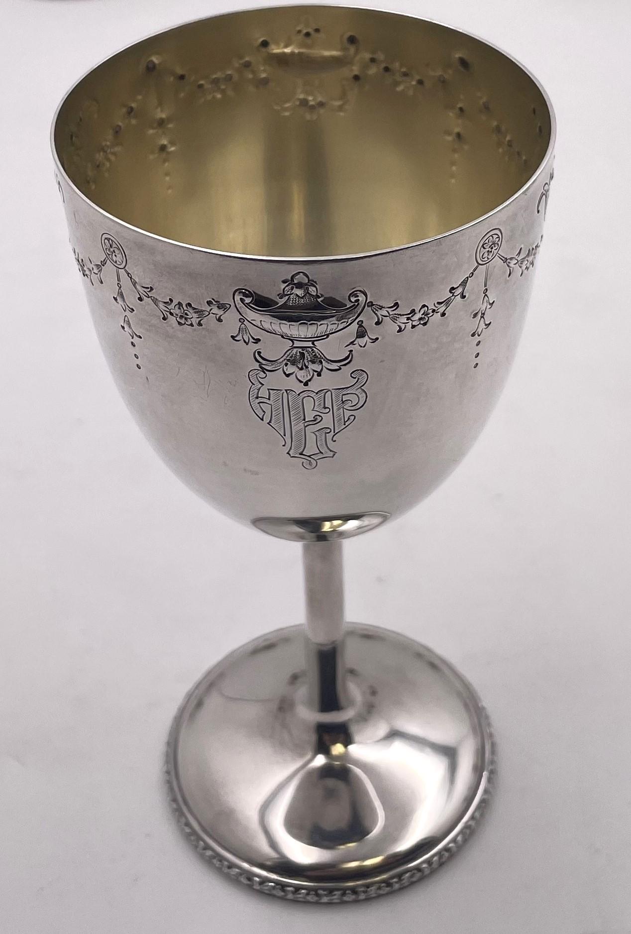 Américain Set of 12 International Sterling Silver Goblets on Matching Tray en vente