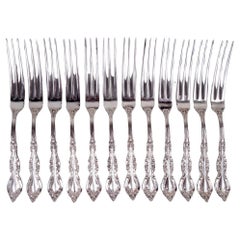 Set of 12 International Warwick Sterling Silver Strawberry Forks
