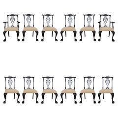 Set of 12 Irish George II Style Elm Chairs, circa 1880