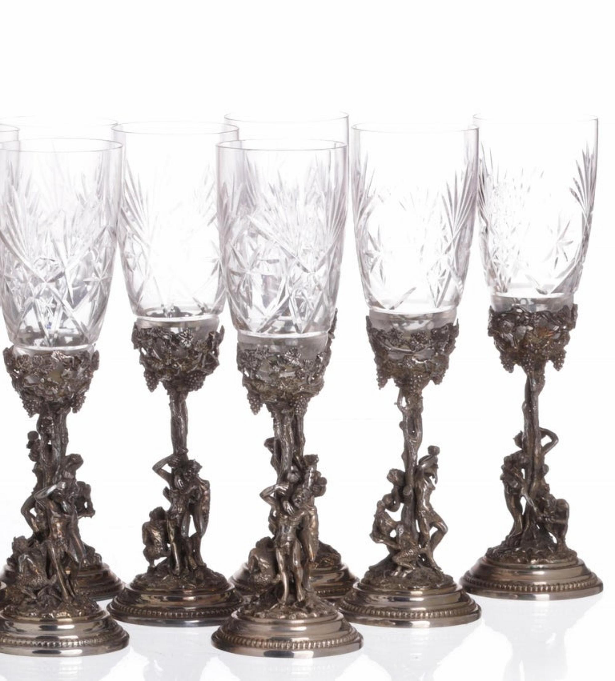 Set of 12 Italian Crystal Cups 20th Century In Good Condition For Sale In Madrid, ES