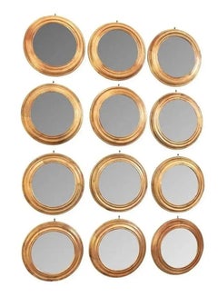 Set of 12 Italian Giltwood Round Mirrors, 1990s Hollywood Regency