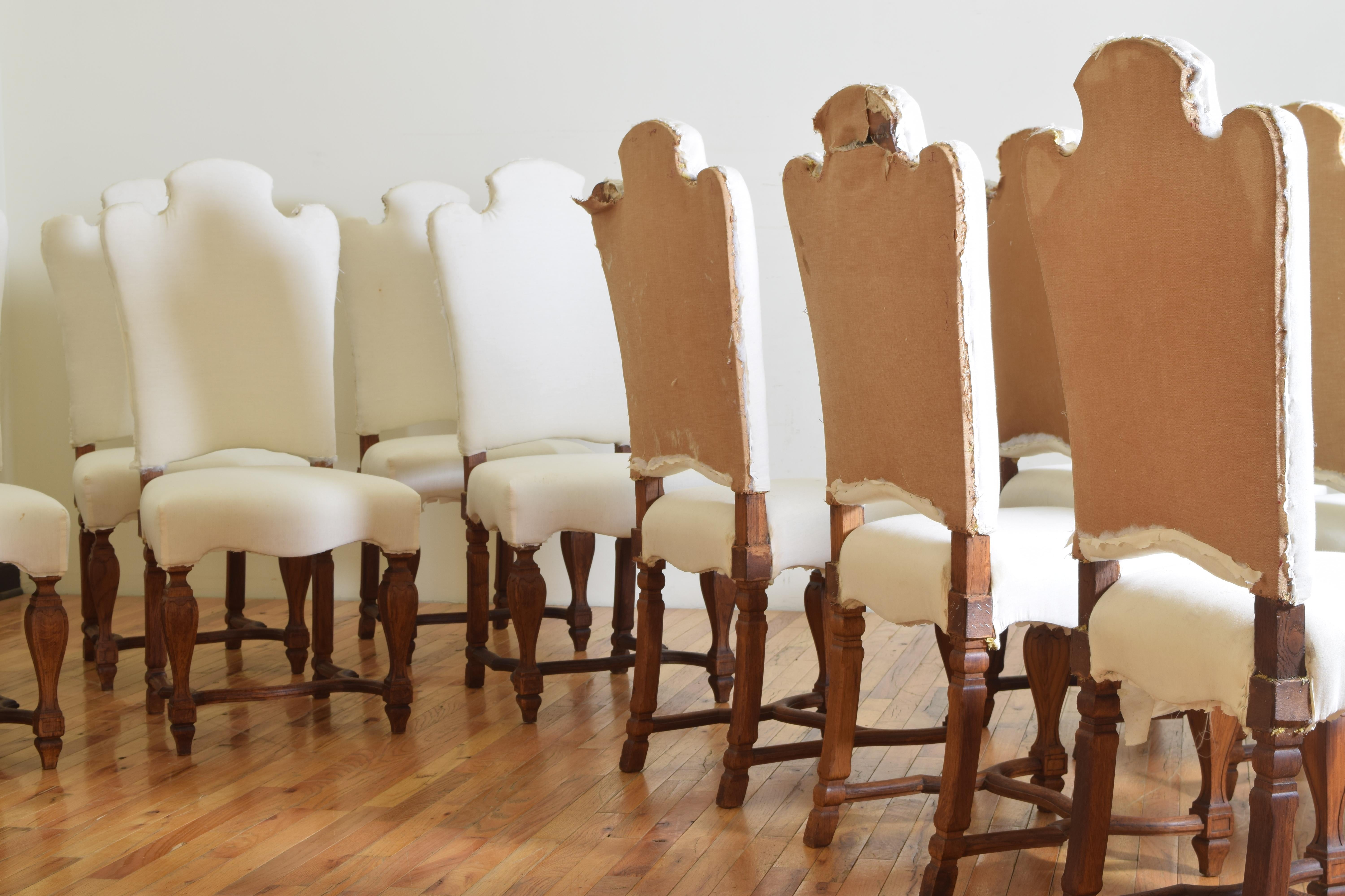 Set of 12 Italian Lxiv Style Wooden Dining Chairs from the 19th Century 4