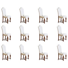 Set of 12 Italian Lxiv Style Wooden Dining Chairs from the 19th Century