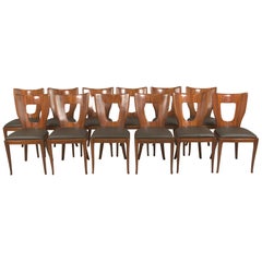 Juego de 12 Sillas de Comedor Modernas Italianas de Caoba, Osvaldo Borsani