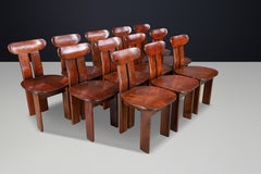 Set of 12 Italian Pine Dining Chairs, Attributed to Mario Marenco, 1970s