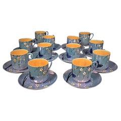 Vintage Set of 12 Japanese Porcelain Coffee and Tea Cups with Saucers - 2Y288