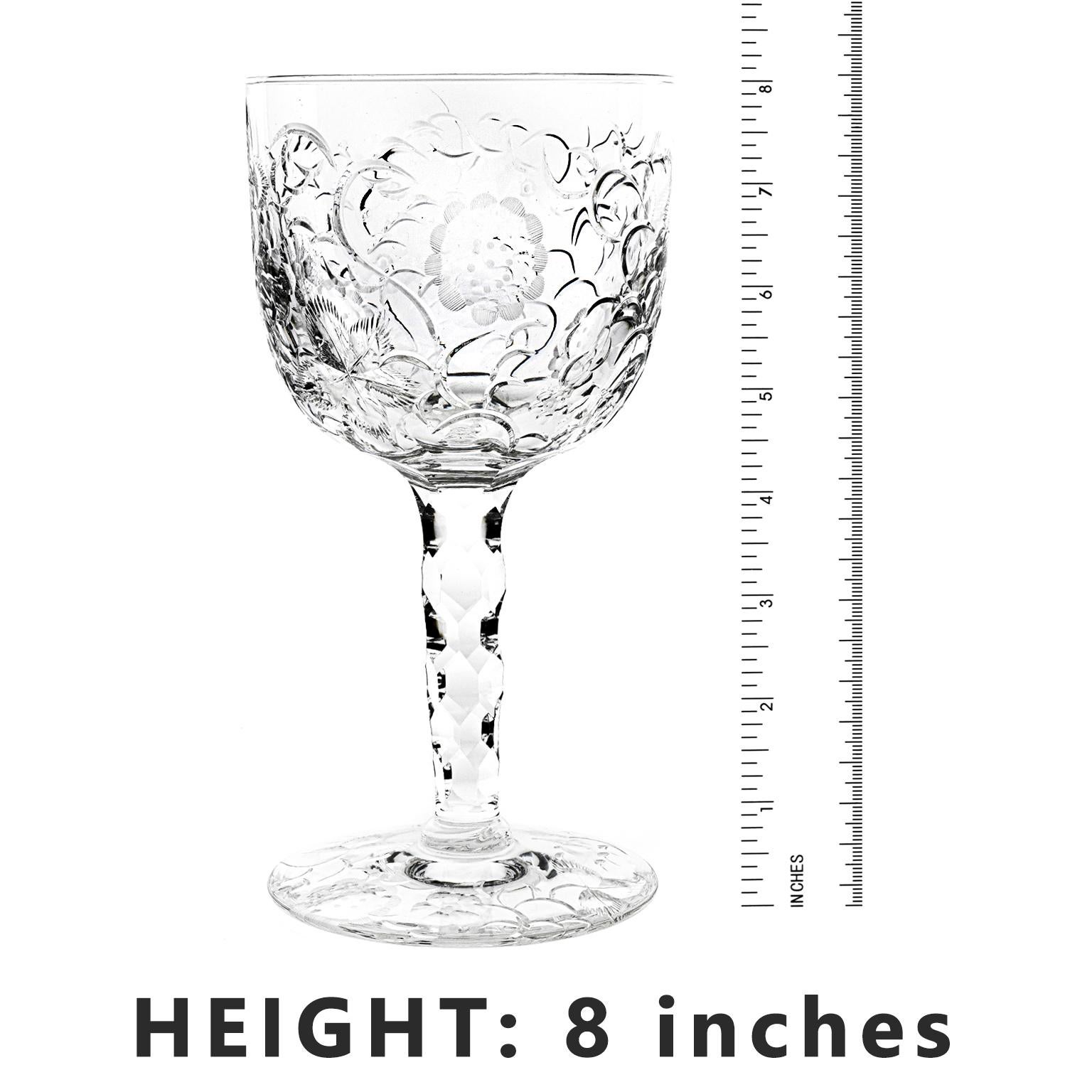 Crystal Set of 12 Justin Tharaud Brookdale Pattern Water Goblets