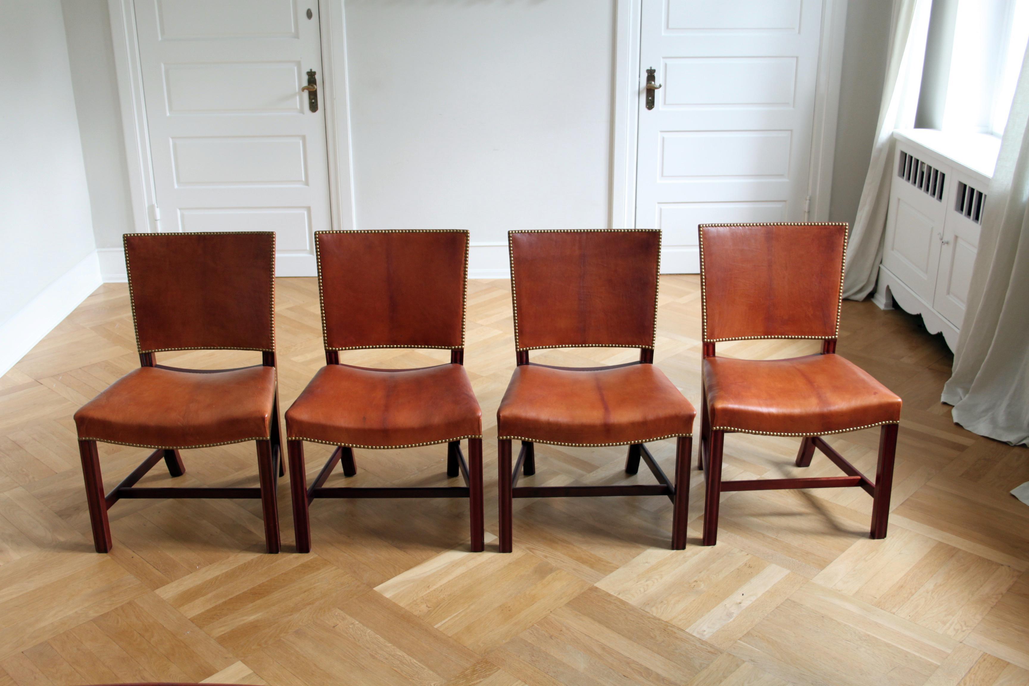 Oiled Set of 12 Kaare Klint Red Chairs, Niger Leather, Mahogany