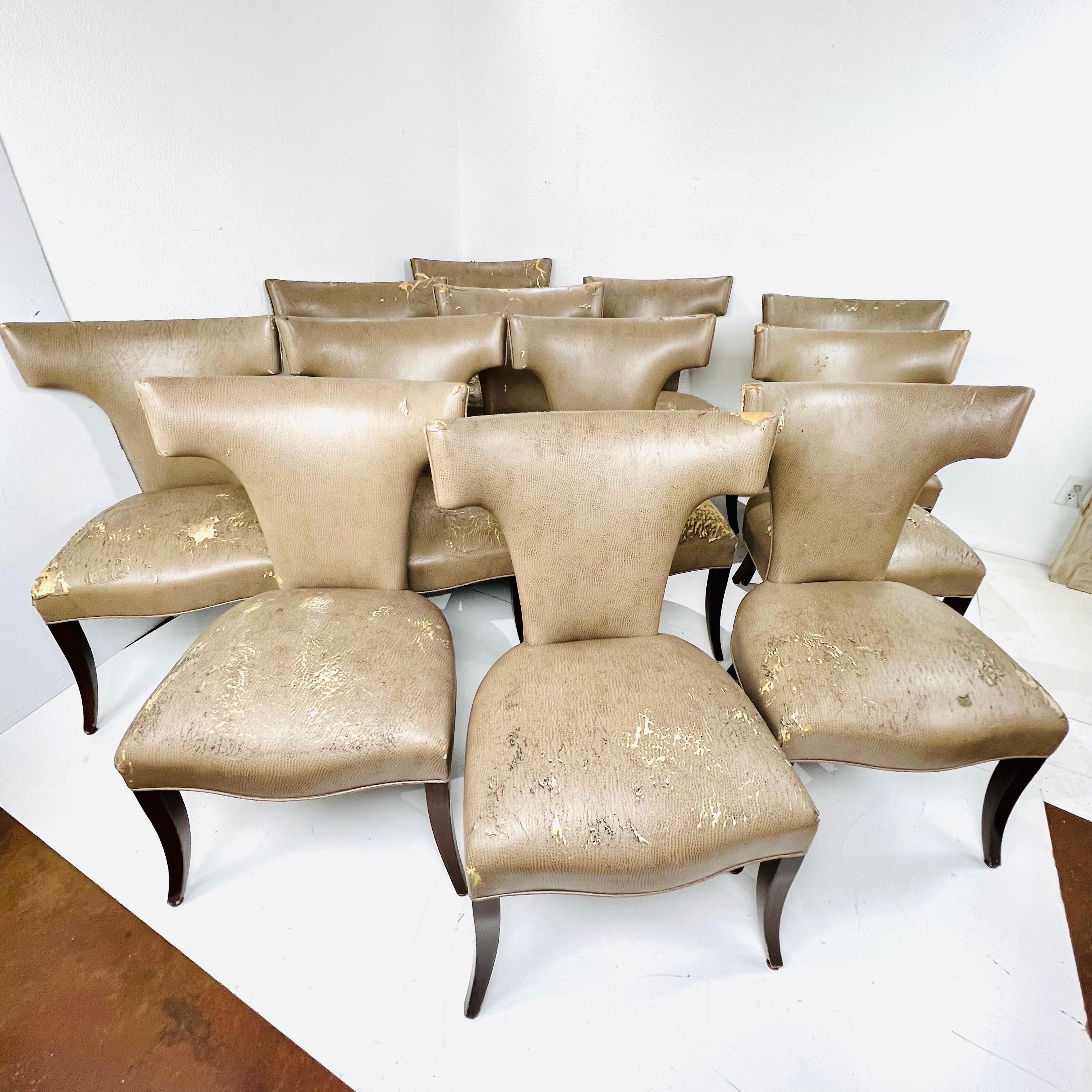Mid-Century Modern Set of 12 Klismos Style Dining Chairs