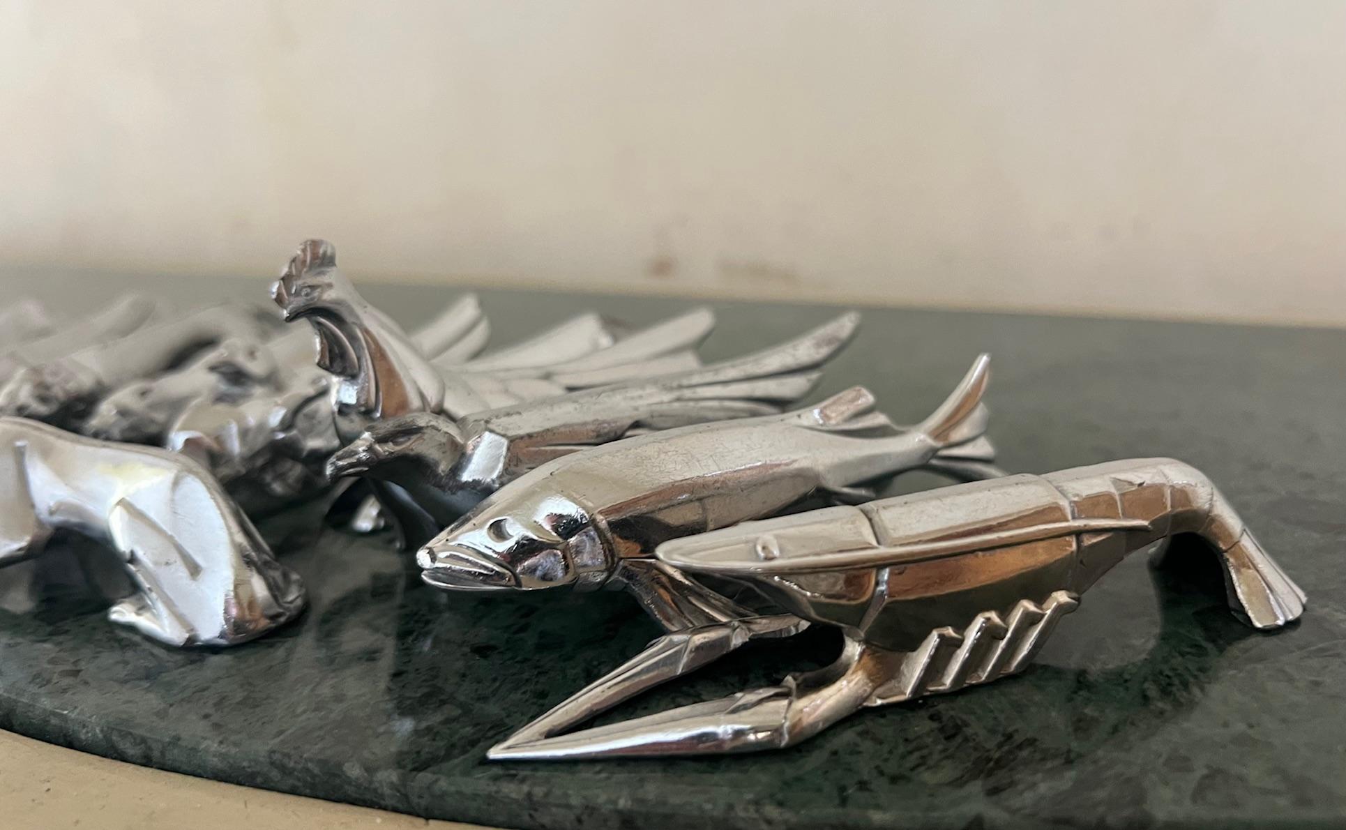 Set of 12 Knife Rests in the Art Deco Style of Christofle For Sale 4