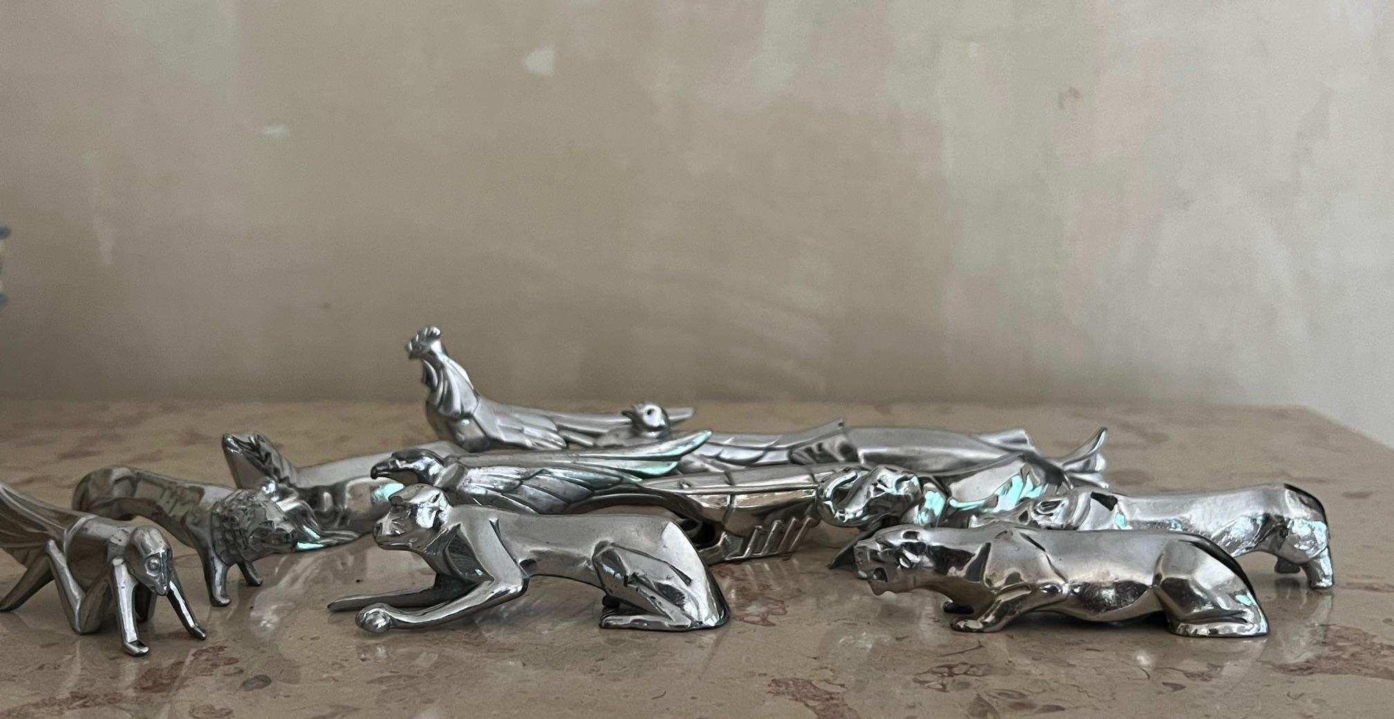 Chrome Set of 12 Knife Rests in the Art Deco Style of Christofle For Sale
