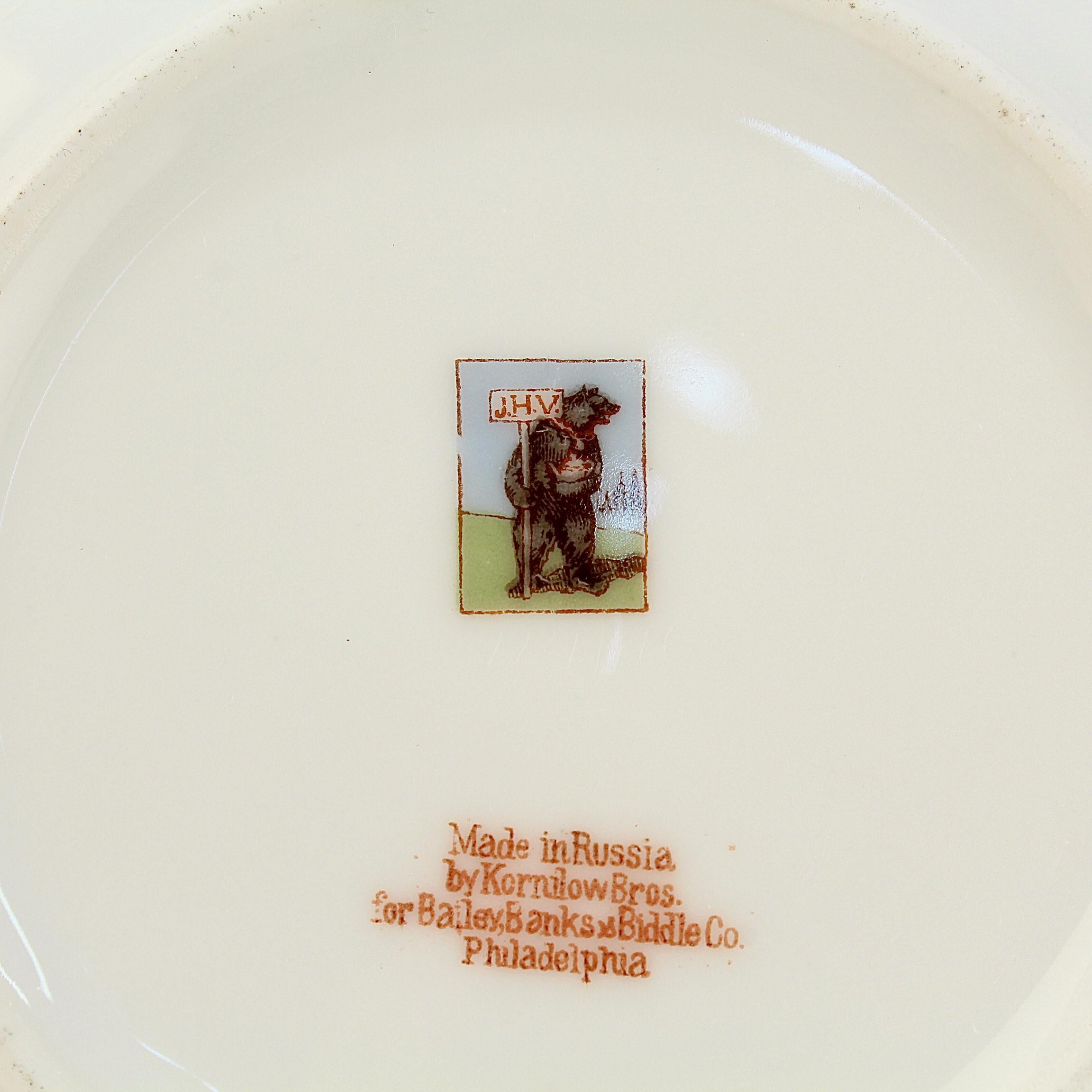 Set of 12 Kornilov / Kornilow Brothers Imperial Russian Porcelain Soup Bowls For Sale 13