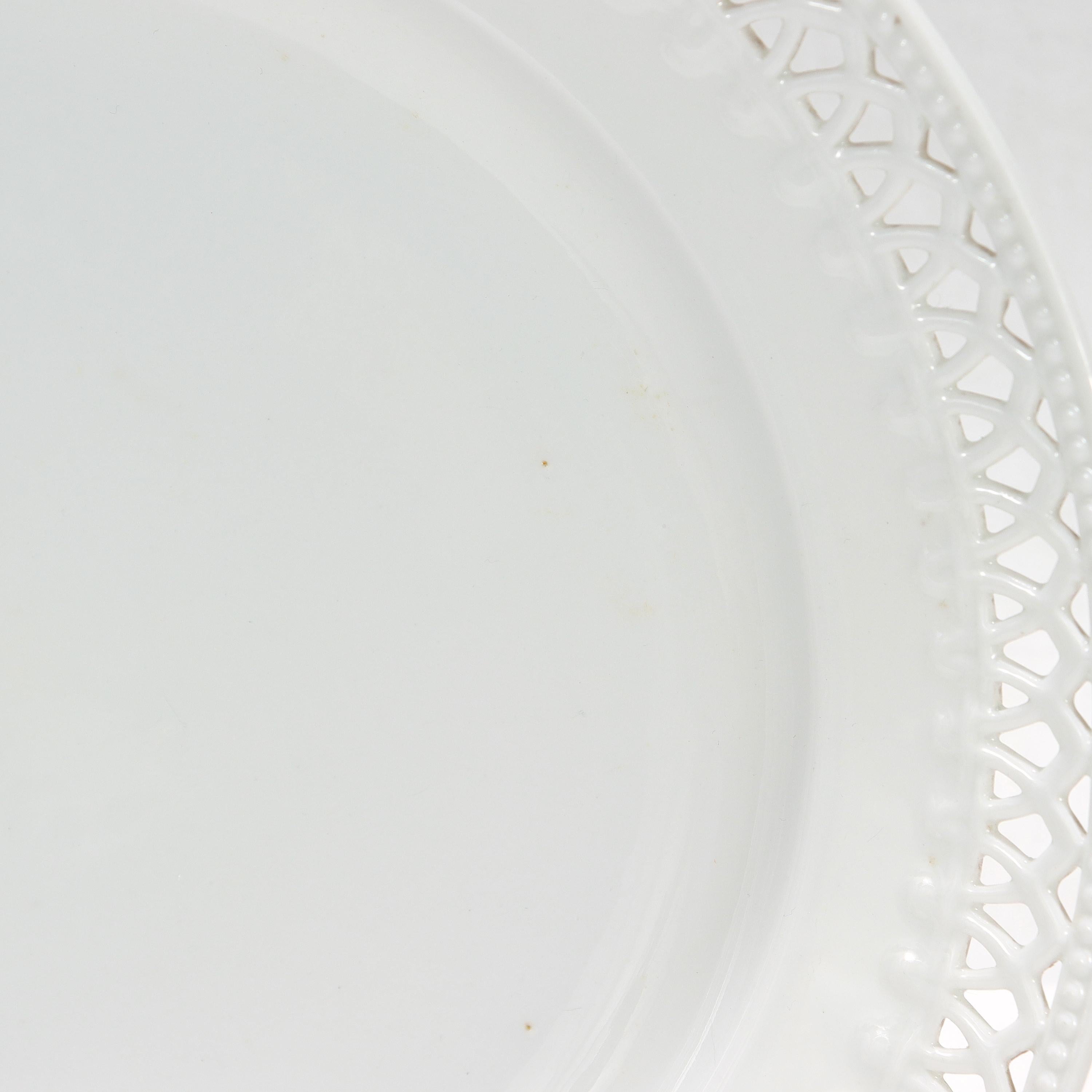 German Set of 12 KPM Royal Berlin Reticulated Blanc de Chine Porcelain Dinner Plates
