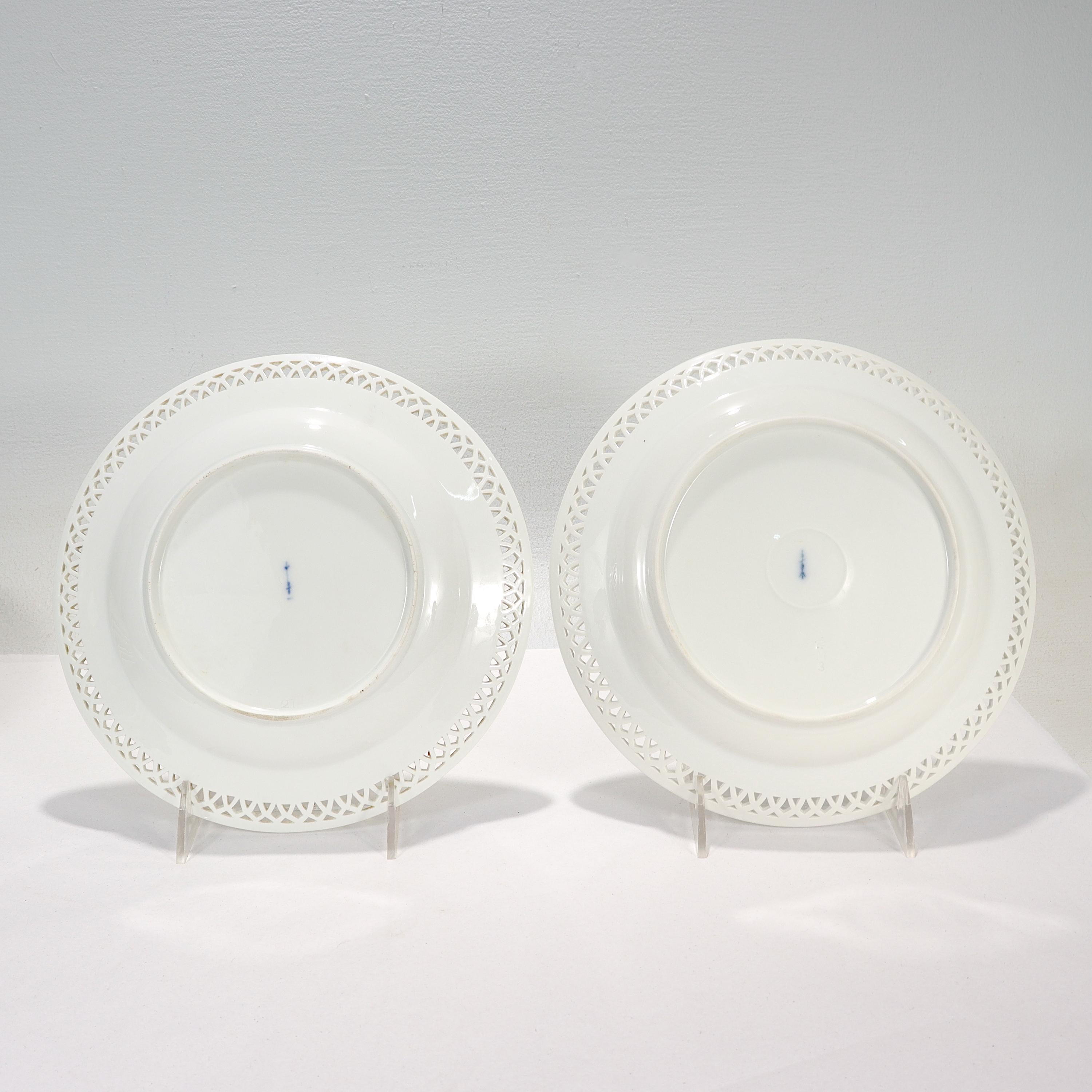 19th Century Set of 12 KPM Royal Berlin Reticulated Blanc de Chine Porcelain Dinner Plates