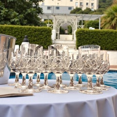 Set of 12 Large Crystal cocktail Glasses – Art Deco Style, circa 1950