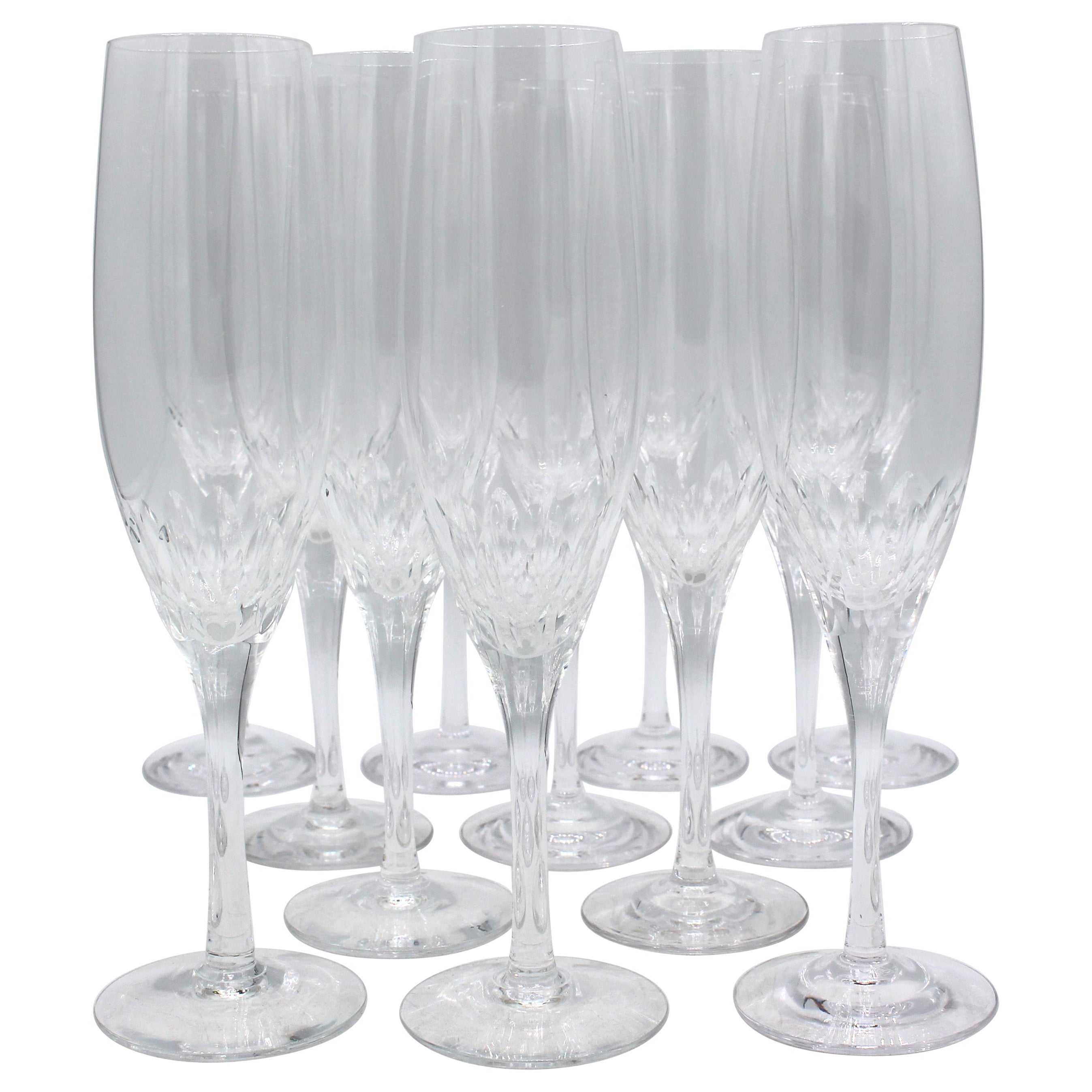 Set of 12 Late 20th Century Orrefors Champagne Flutes in "Prelude"