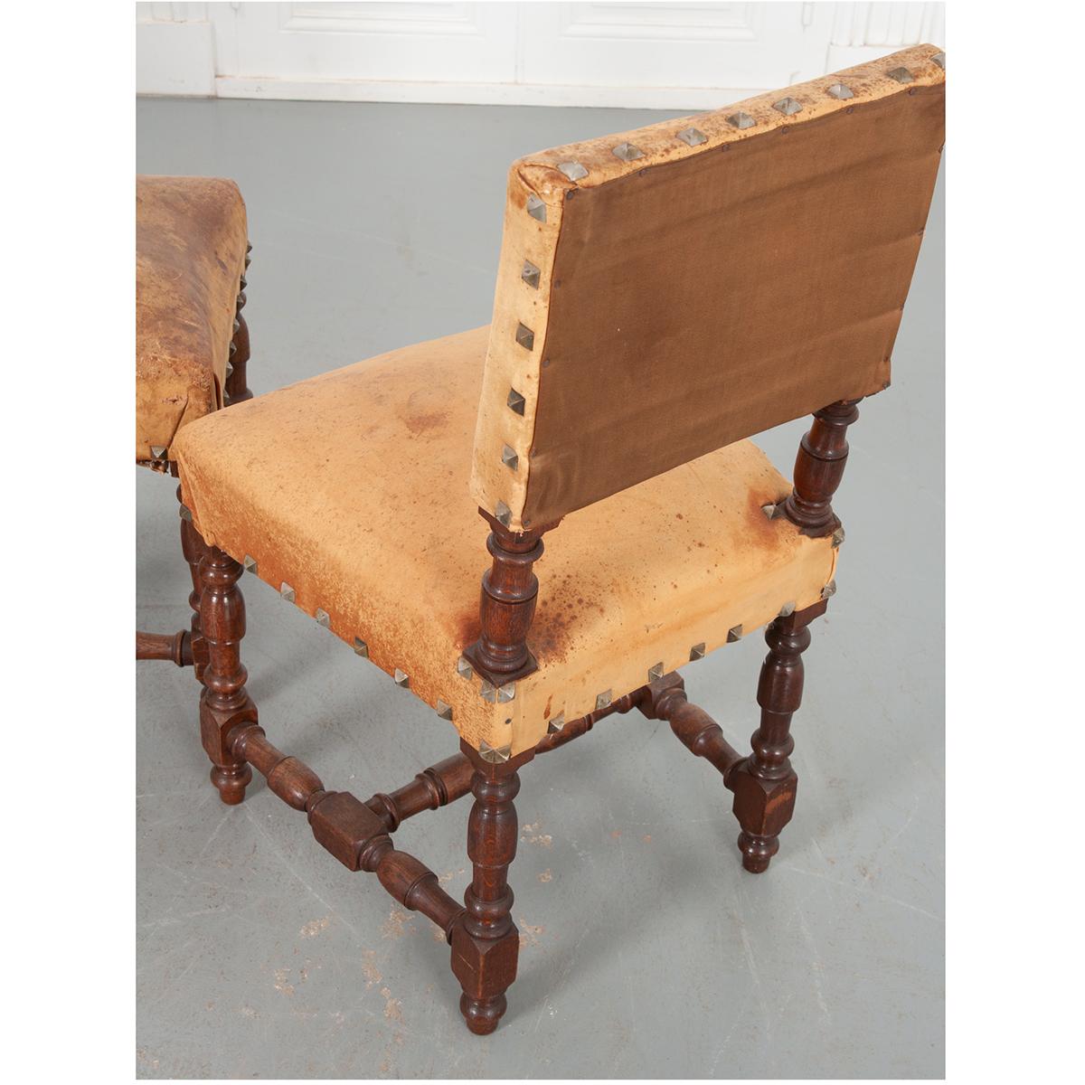 Carved Set of 12 Leather Dining Chairs