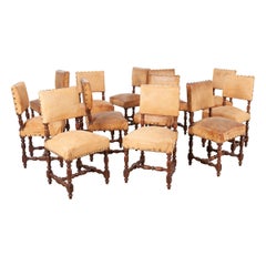 Set of 12 Leather Dining Chairs Antique Set of 12 Leather Dining Chairs